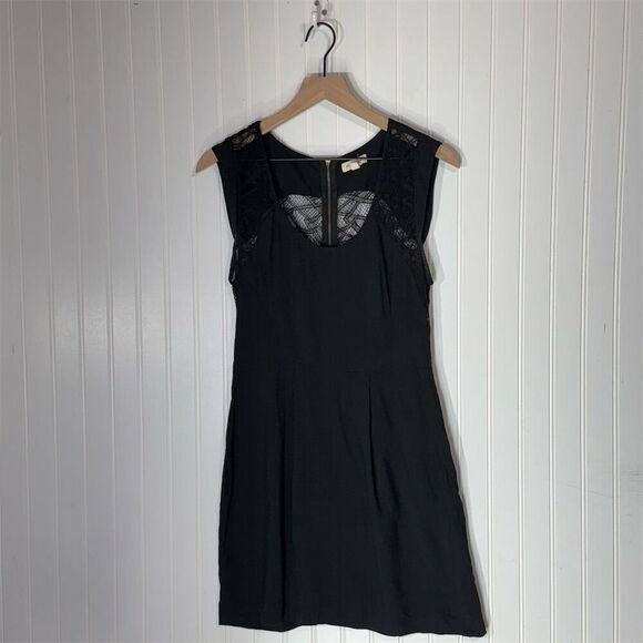Silence + Noise Black Lace Mini Dress Sz 4 Goth Mesh Grunge Urban Outfitters - Picture 1 of 8